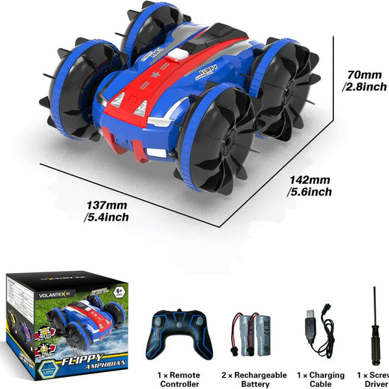 VOLANTEXRC All Terrain Amphibious Waterproof RC Monster Truck Stunt Car (Blue) - EXHOBBY