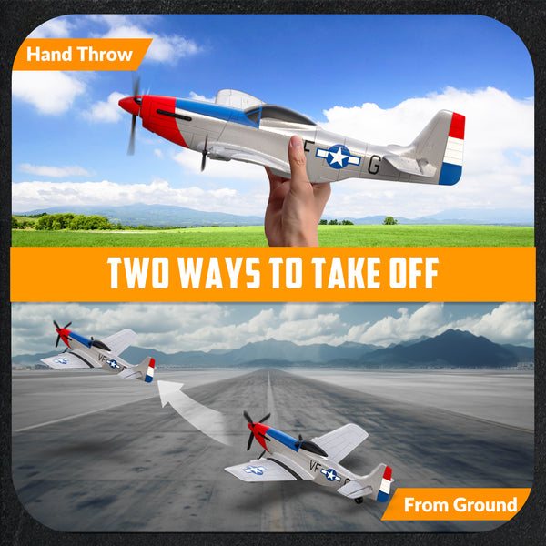 VOLANTEXRC 3-CH Airplanes P51 Mustang WWII Remote Control Airplane for Beginners with Gyro Stabilization System