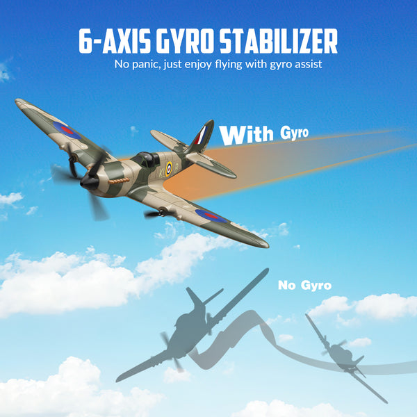VOLANTEXRC 3-CH Airplanes Spitfire WWII Remote Control Airplane for Beginners with Gyro Stabilization System