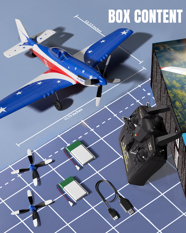 VOLANTEXRC 4-CH Airplanes P51 Mustang "Miss America" WWII Remote Control Airplane for Beginners with Xpilot Stabilization System