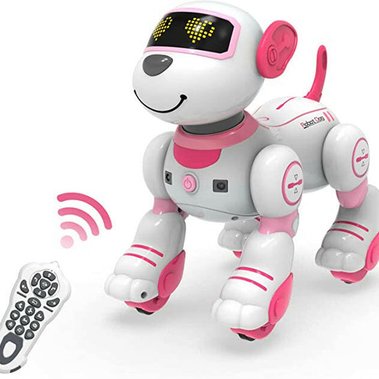 STEMTRON Programmable Interactive & Smart Dancing Remote Control Robot Dog Toy for Kids（Pink）.
