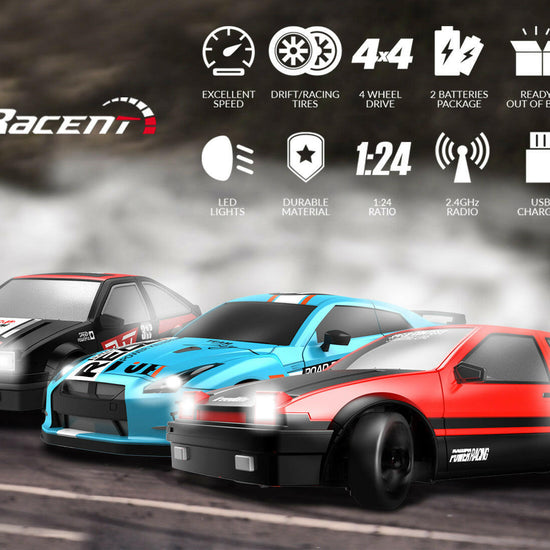 RACENT Thrill Rider: 1:24 4WD, 10MPH, LED, Racing/Drift EXHOBBY Dealer.