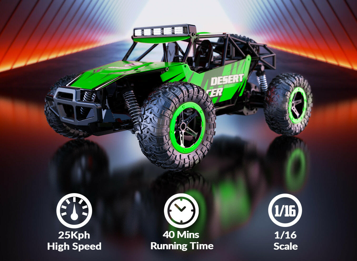 RACENT 1/16 All Terrain Remote Control Car for Kids Off Road RC Truck Desert Racer Great Gift EXHOBBY Dealer.