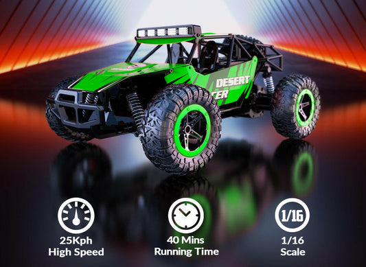 RACENT 1/16 All Terrain Remote Control Car for Kids Off Road RC Truck Desert Racer Great Gift EXHOBBY Dealer.