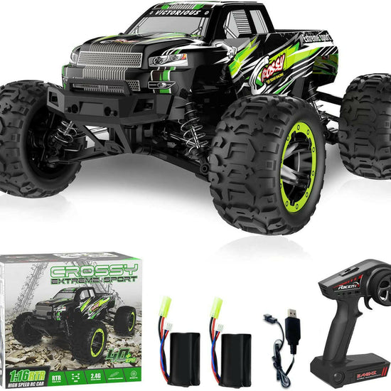 VOLANTEXRC Remote Control Car 4WD Off-Road RC Monster Truck 1:16 Scale 30MPH High Speed All Terrain RC Vehicle for Kids or Adults (785-5) (Green) - EXHOBBY