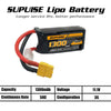 SUPULSE 2pcs 11.1V 3S 1300mAh 50C Lipo Battery with XT60 Plug EXHOBBY.